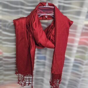 Collection XIIX Garnet Red Scarf/Wrap with Tassel Fringe. 71 in x22 in